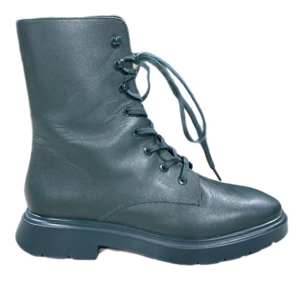Stuart Weitzman Mckenzee Combat Boots 6.5 Green Lace Up - Picture 1 of 10